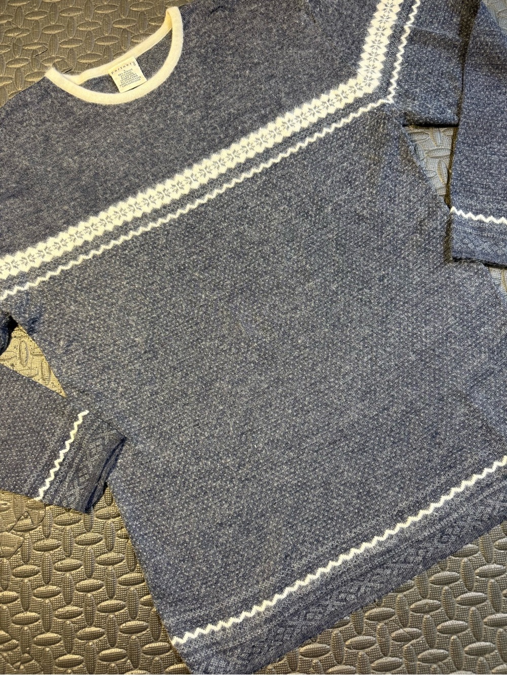 Vintage 80s Partners Nordic Angora Wool Sweater Navy Ivory Size L